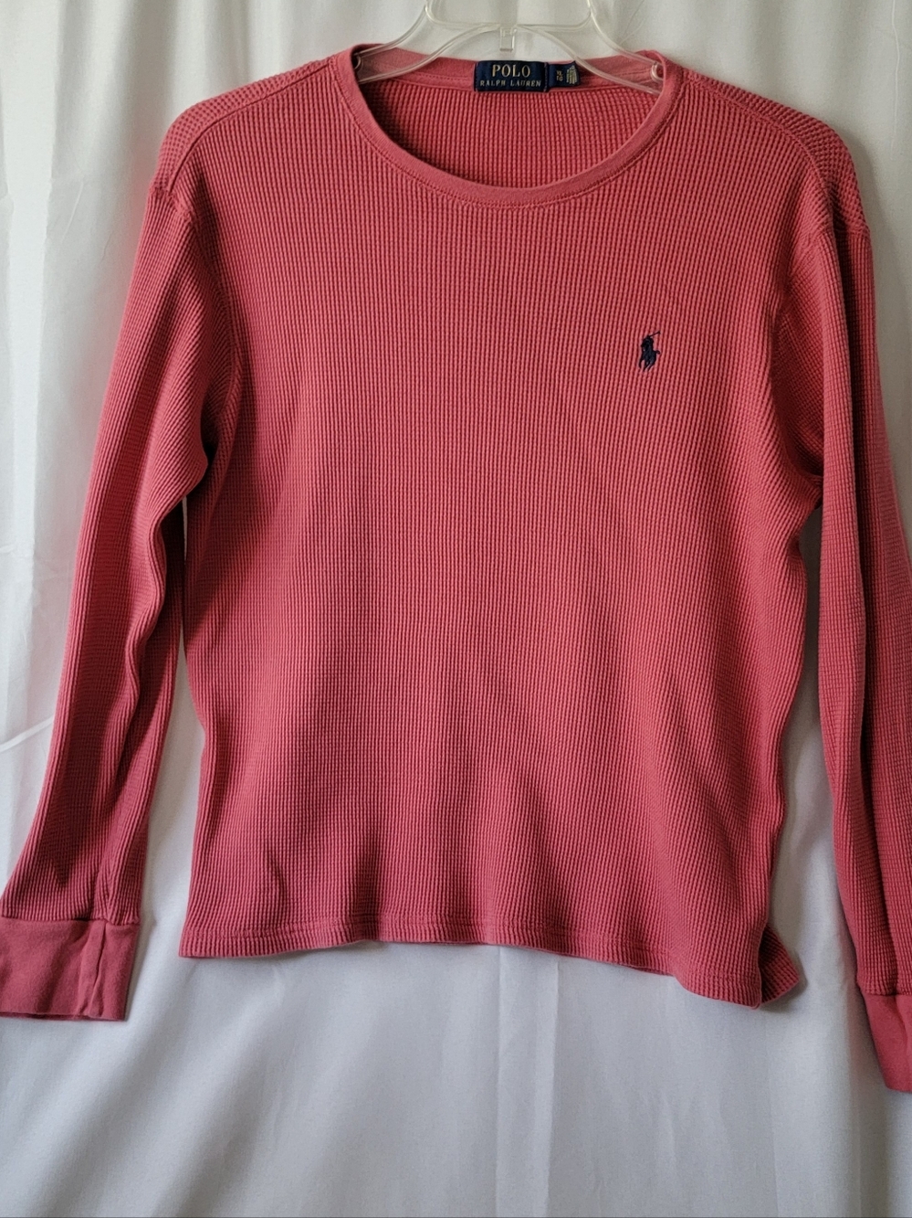 POLO RALPH LAUREN Waffle-Knit Crewneck Thermal Coral/Pink XL